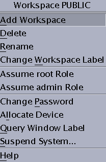 Screen shows the Trusted Path menu that is accessed from a workspace switch in Trusted CDE.